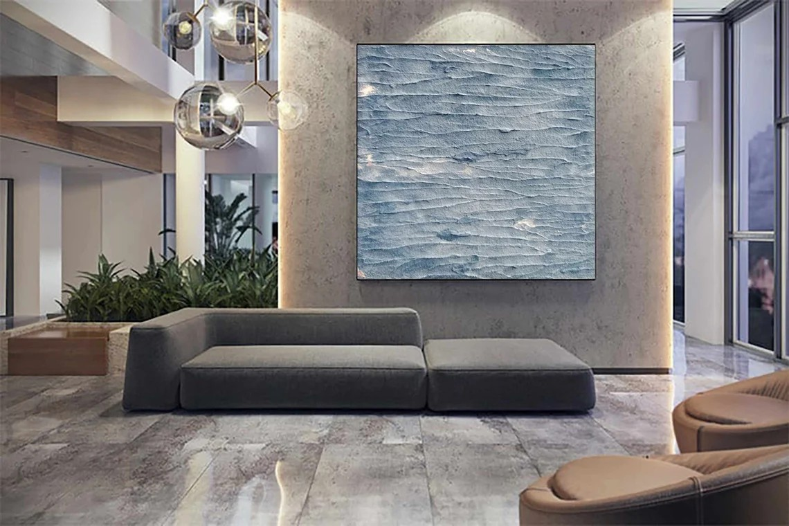 Ocean Wave Textured Abstract Painting - Coastal Wall Art #TC 089