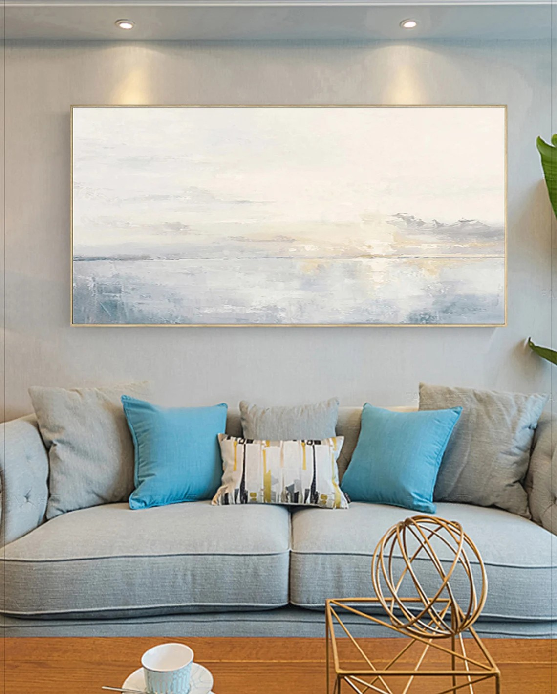 Pastel Coastal Oil Painting for Home Decor - Serene Wall Art #JJ 004