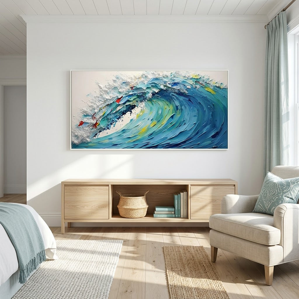 Azure Crest – Colorful Ocean Wave Wall Art