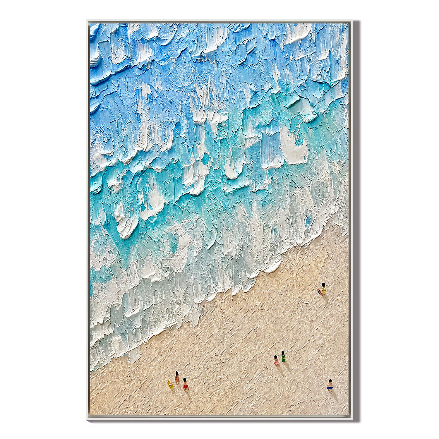 Textured Beach Wall Art | Hand Painted Ocean Canvas