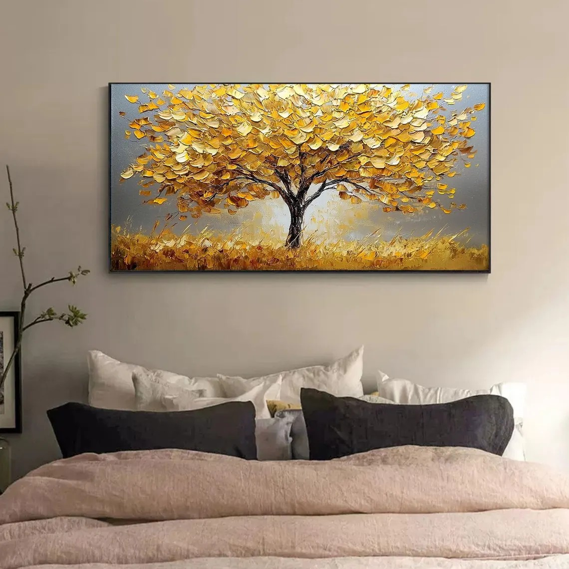 Panoramic Golden Tree Abstract Oil Painting - Textured Art #JJ 042