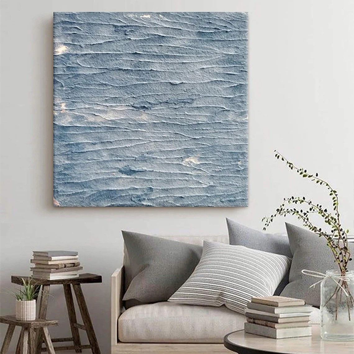 Ocean Wave Textured Abstract Painting - Coastal Wall Art #TC 089