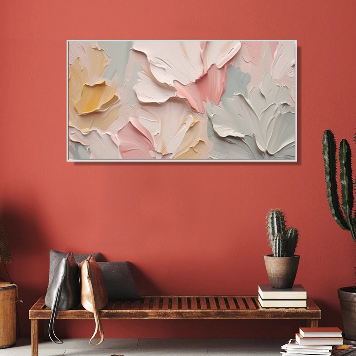 Textured Abstract Floral Painting - Pastel Wall Art #TC 094
