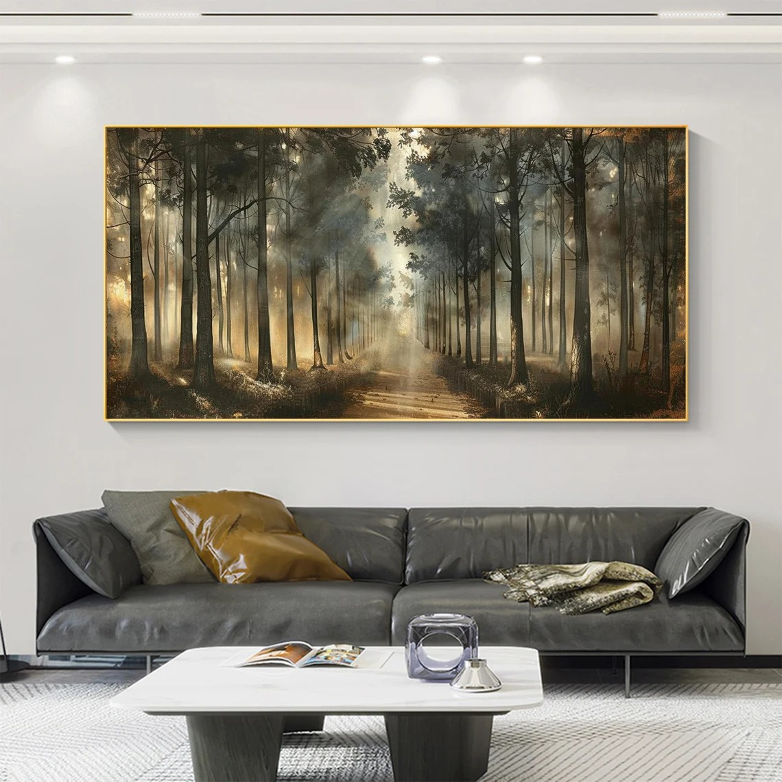 Forest Path Abstract Oil Painting - Sun-Drenched Woodland #JJ 041
