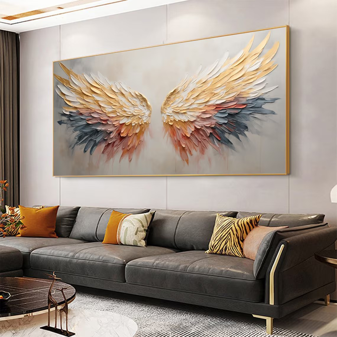 Textured Angel Wings Abstract Oil Painting - Elegant Wall Art #JJ 029