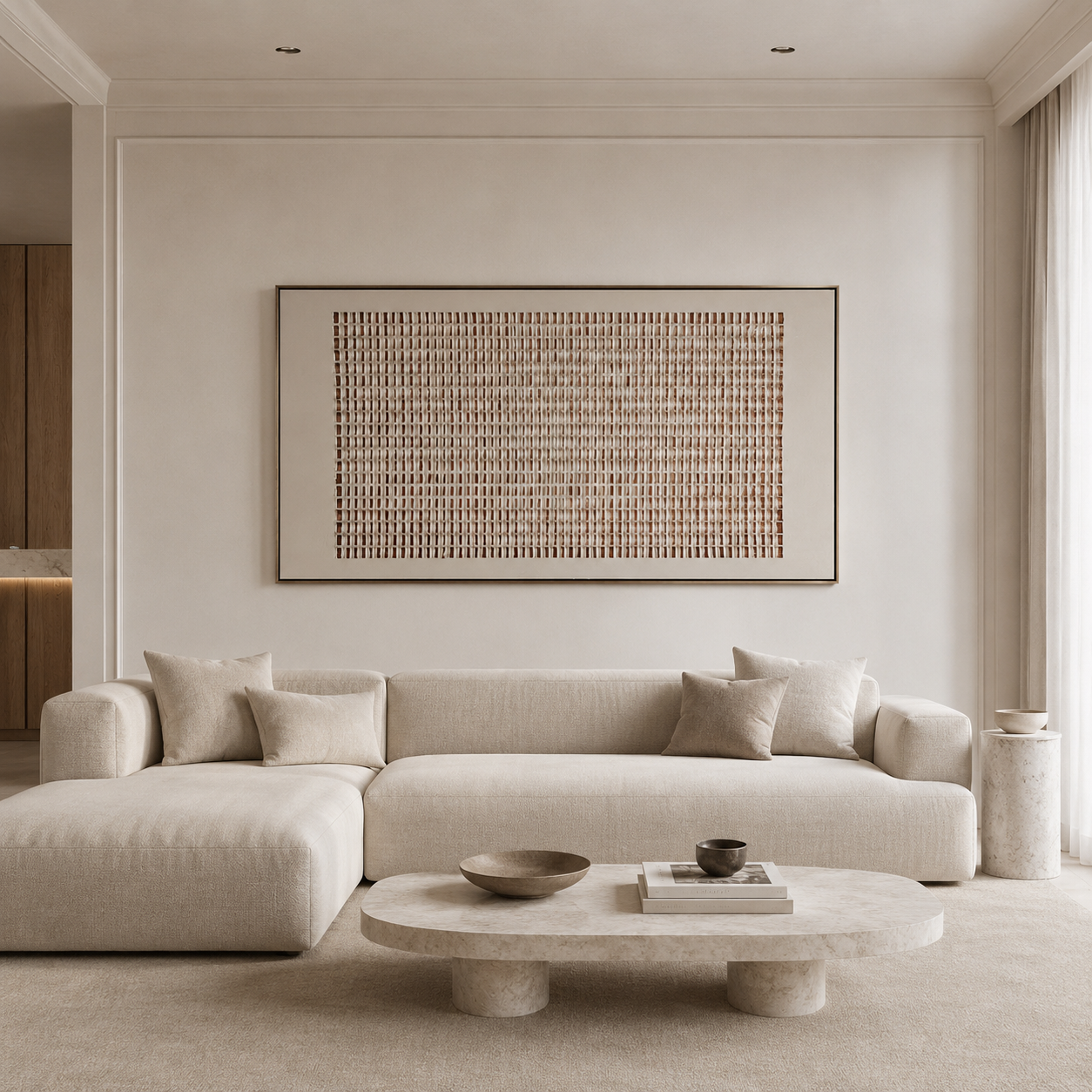 Silent Geometry – Minimalist Grid Wall Art for Organic Modern Interiors