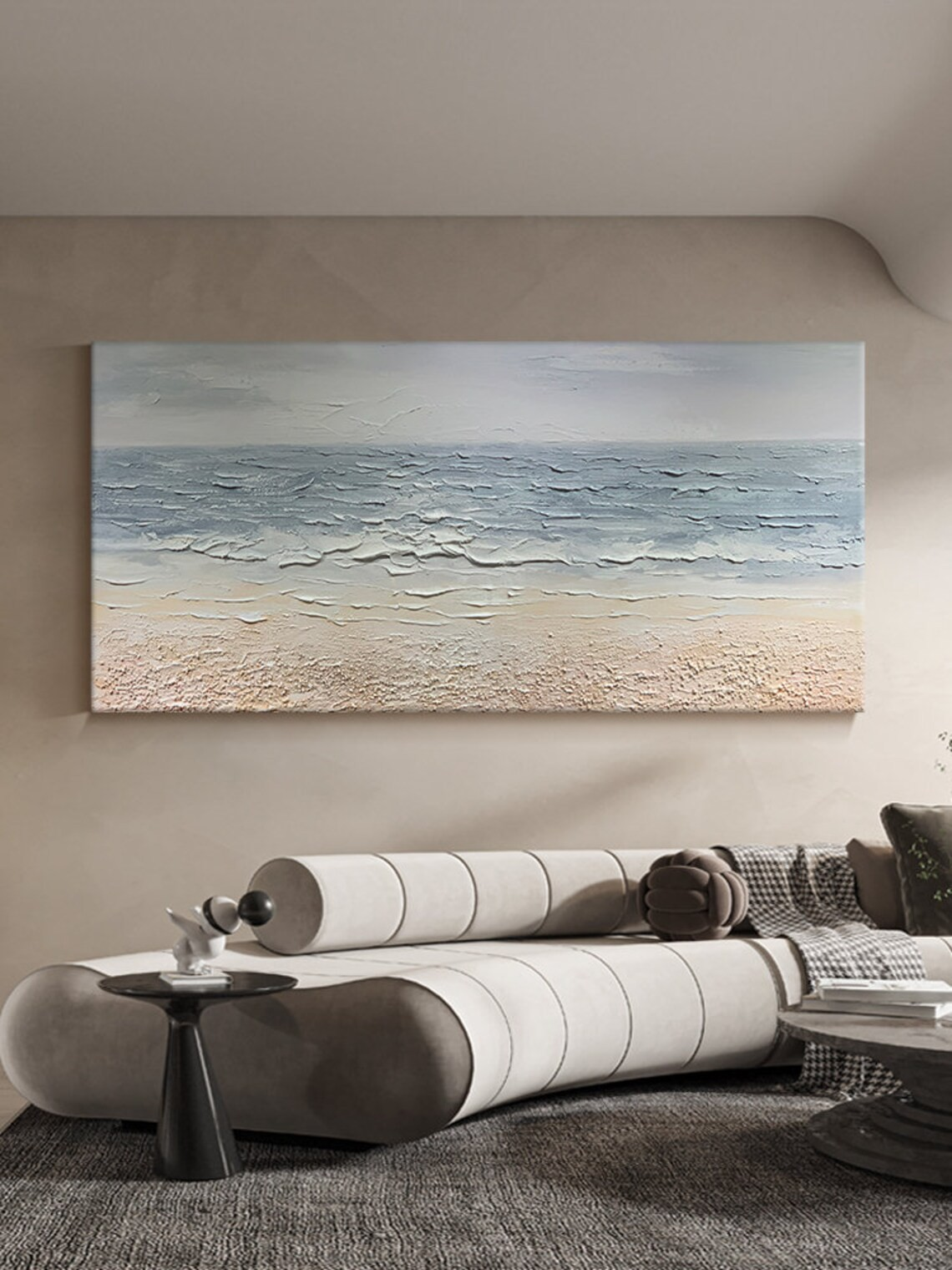 Calm Seascape Textured Abstract Oil Painting - Beach Art #JJ 032
