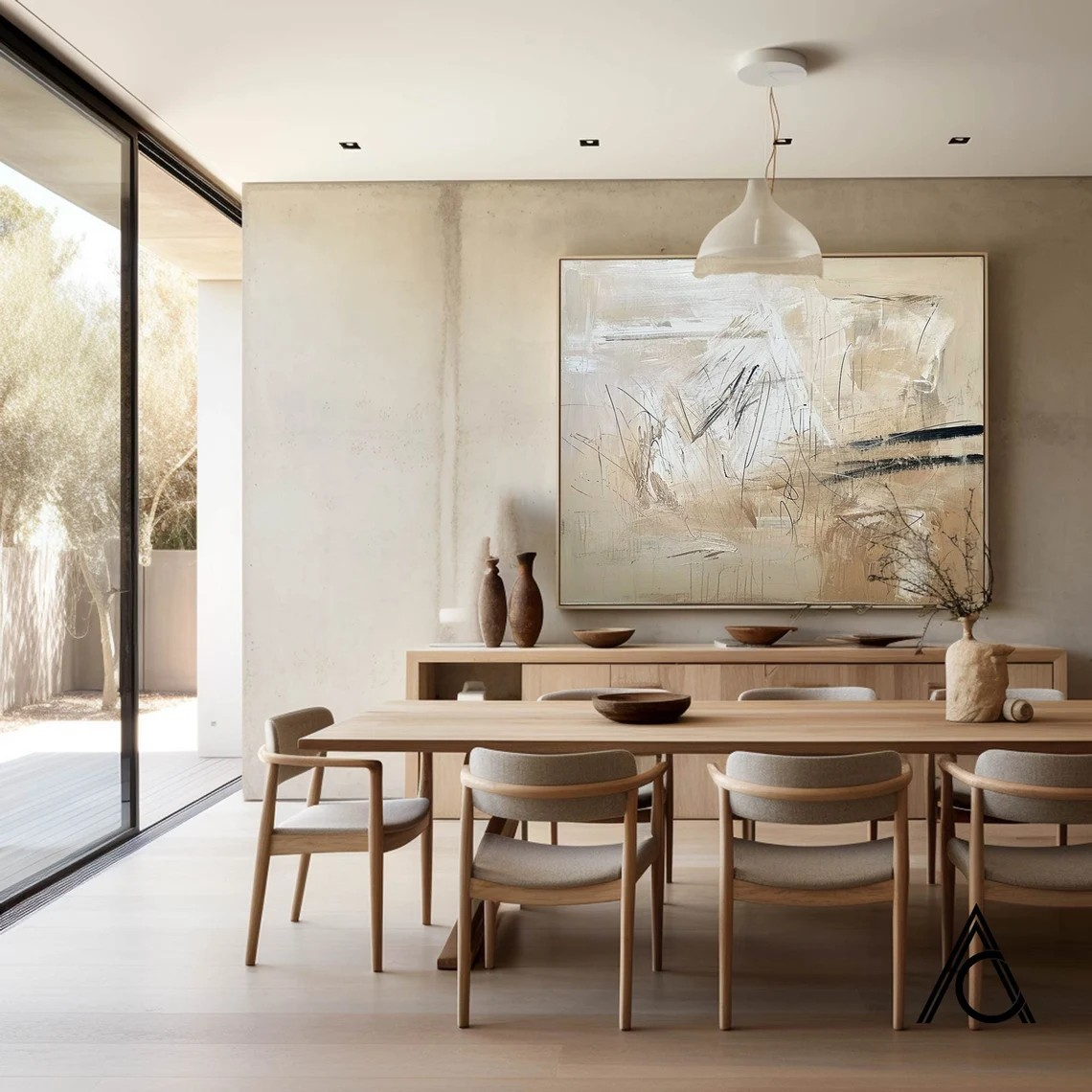 Large Abstract Oil Painting for Dining Room - Neutral Tones #JJ 024