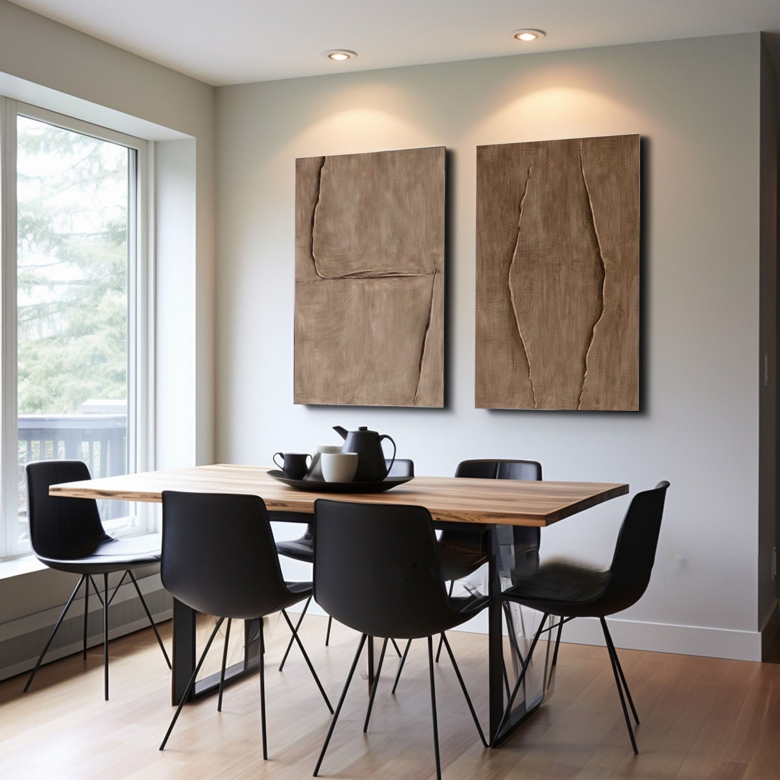 Modern 3D Texture Wabi Sabi Art | Beige Decor Set of 2 #TB 039