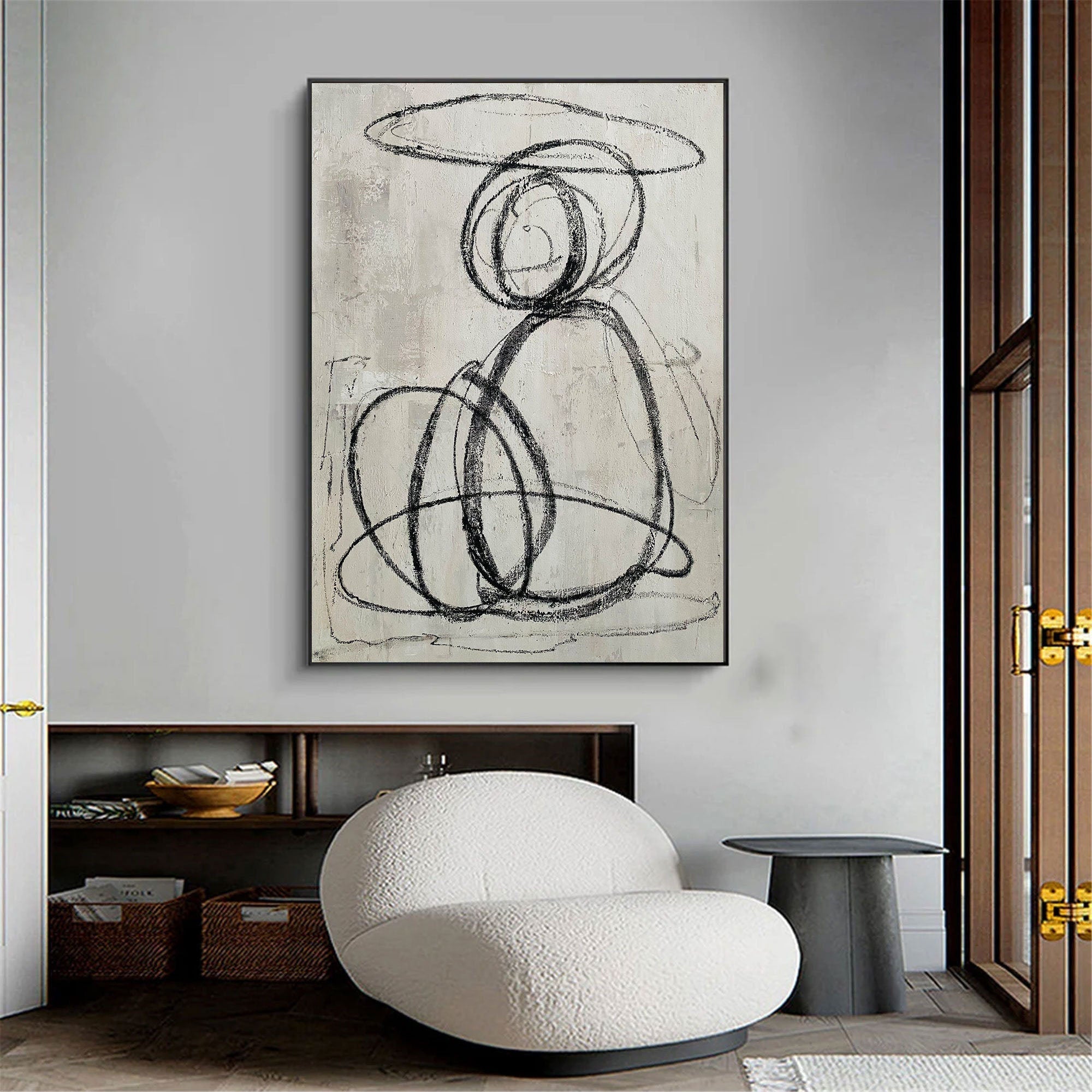 Unique Black and White Abstract Line Artwork for Wall Decor #TB 002