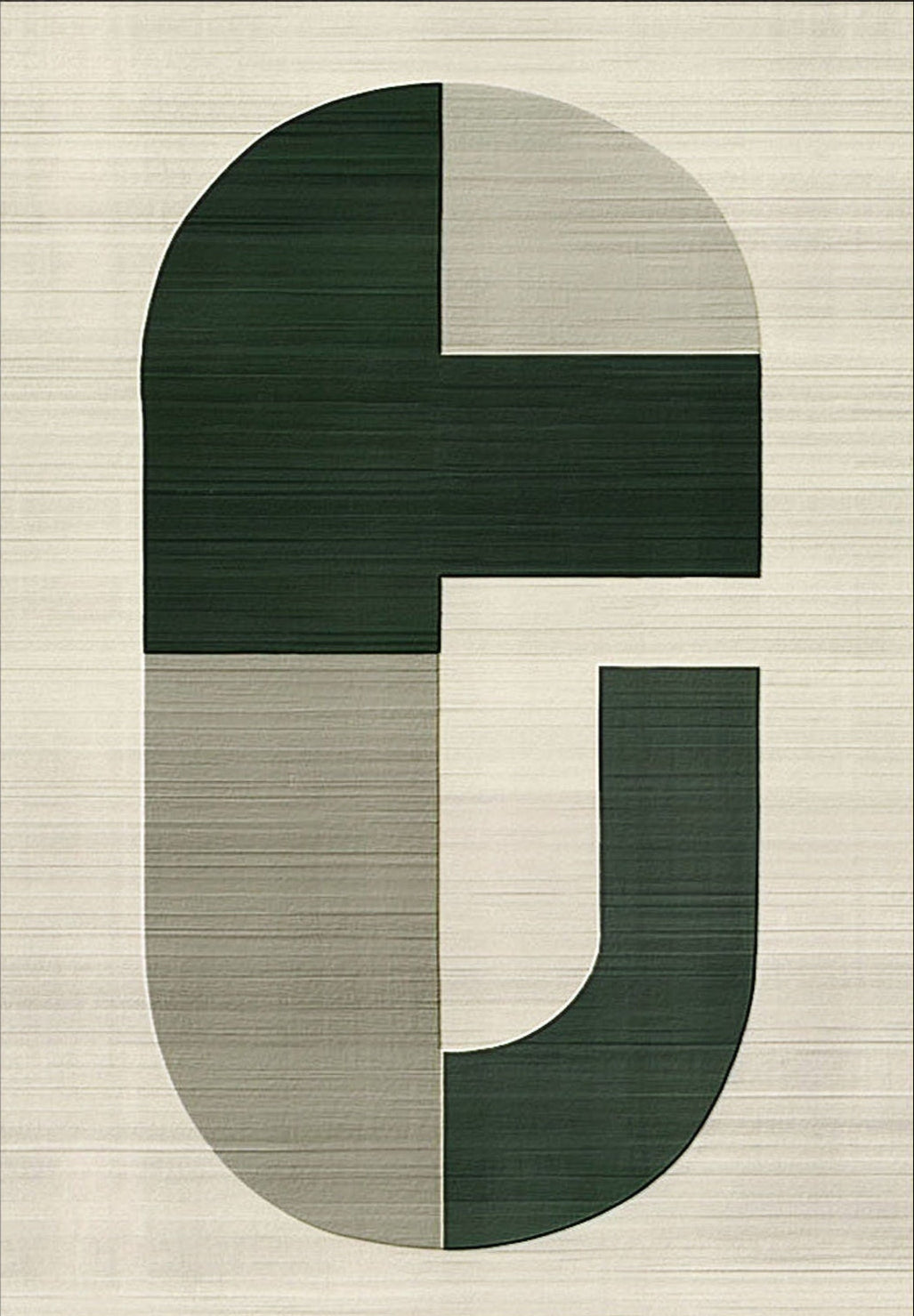 Minimalist Geometric Art | Modern Green & Beige Painting #ZZ 009