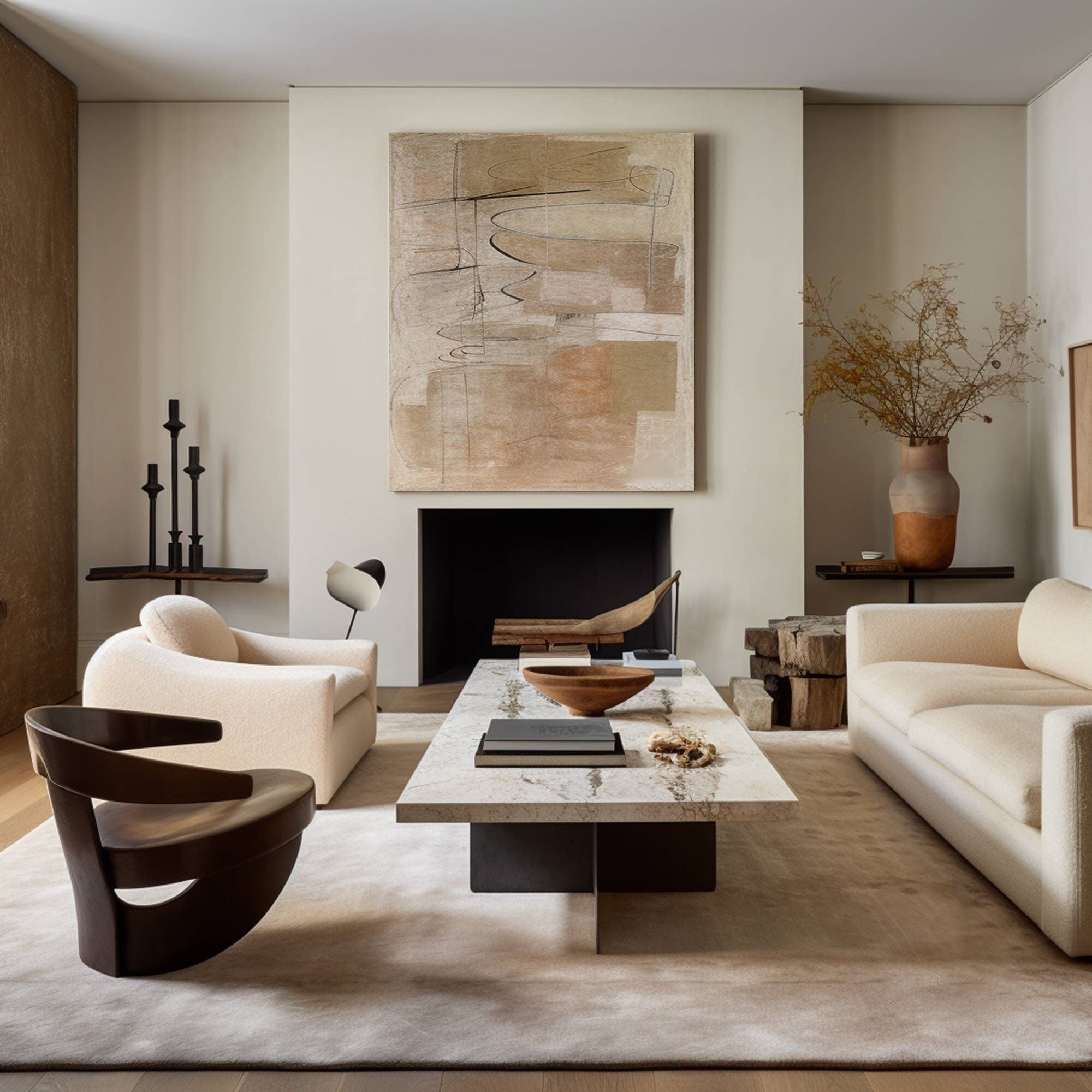 Modern Abstract Drawing - Black Line Texture Shapes #TB 025