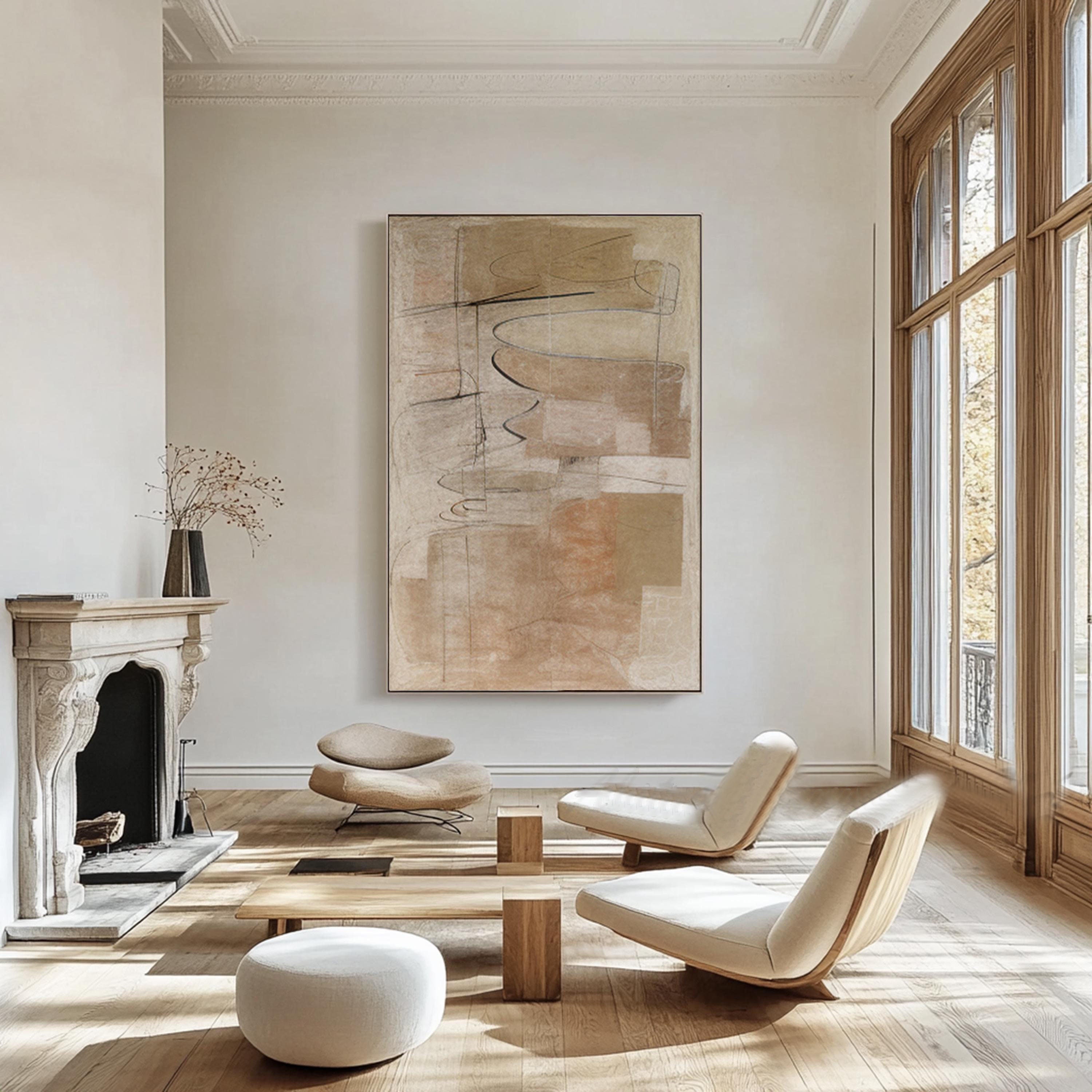 Modern Abstract Drawing - Black Line Texture Shapes #TB 025