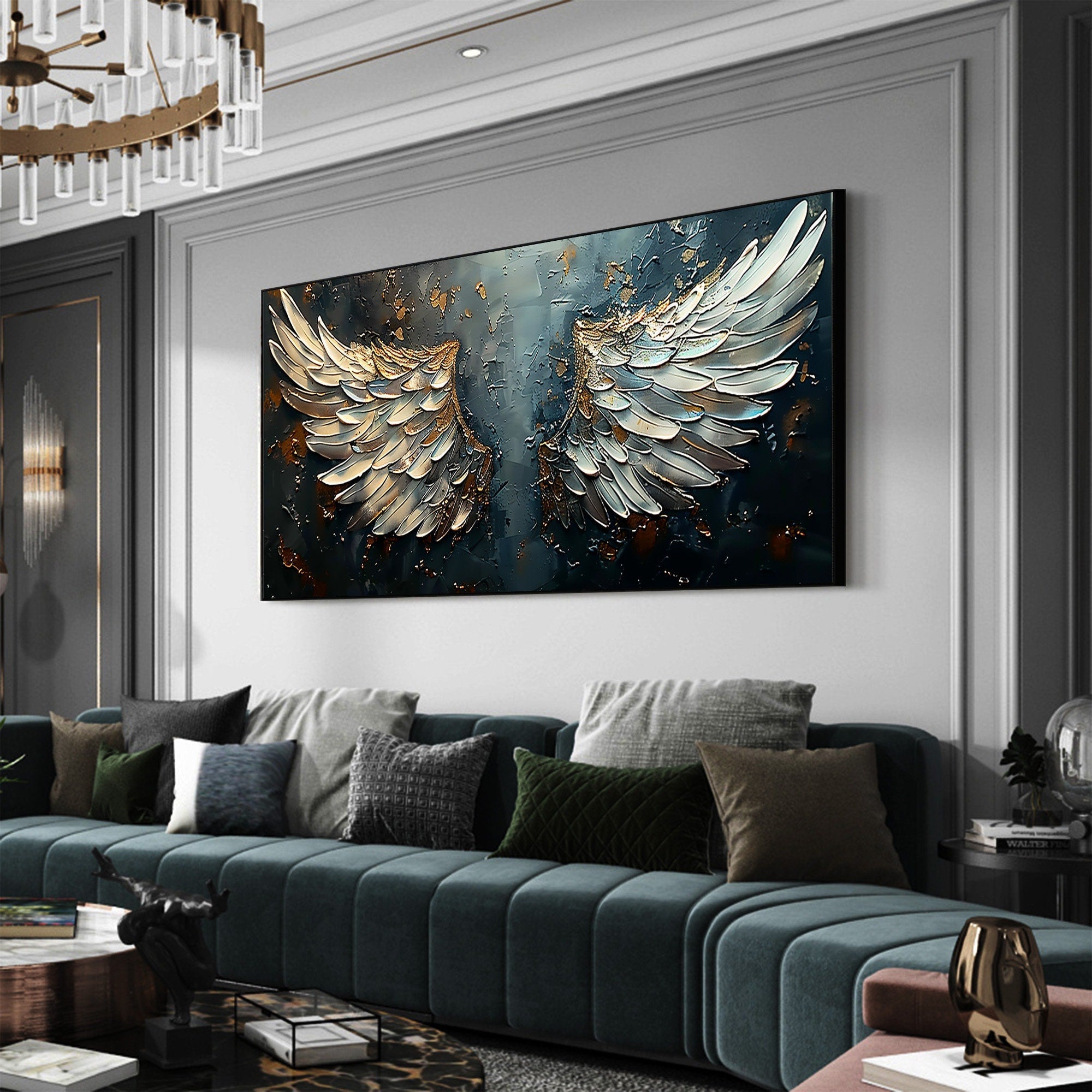 Large Abstract Angel Wings Art | Textured Painting Wall Decor #ZZ 172
