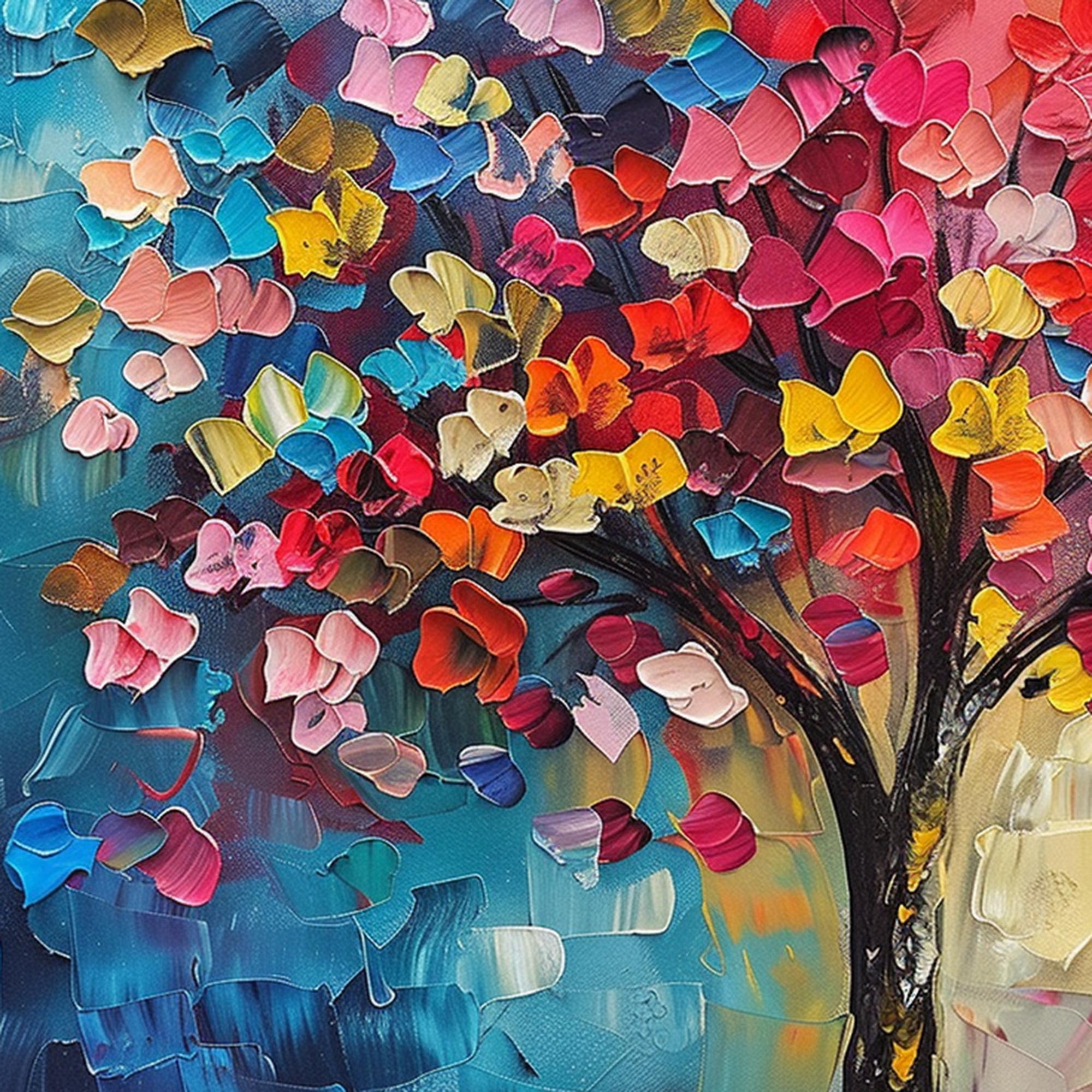 Colorful Abstract Tree Wall Art | Large Textured Canvas Painting #ZZ 089