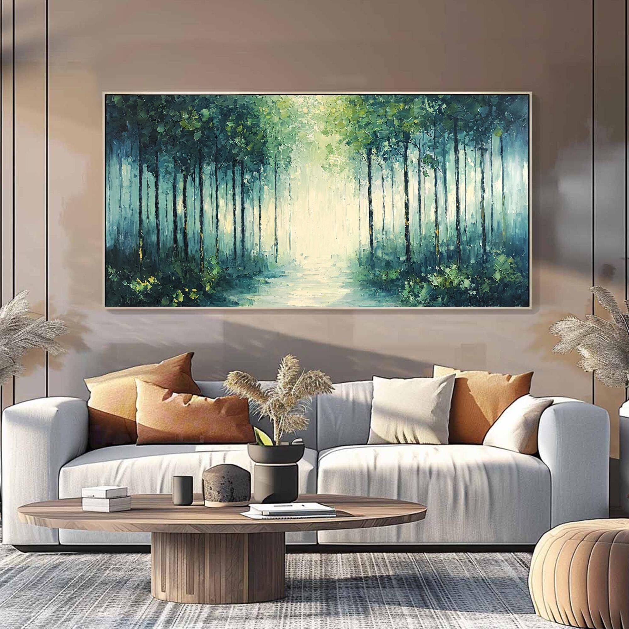 Contemporary Forest Painting | Oversized Abstract Textured Wall Art #ZZ 099