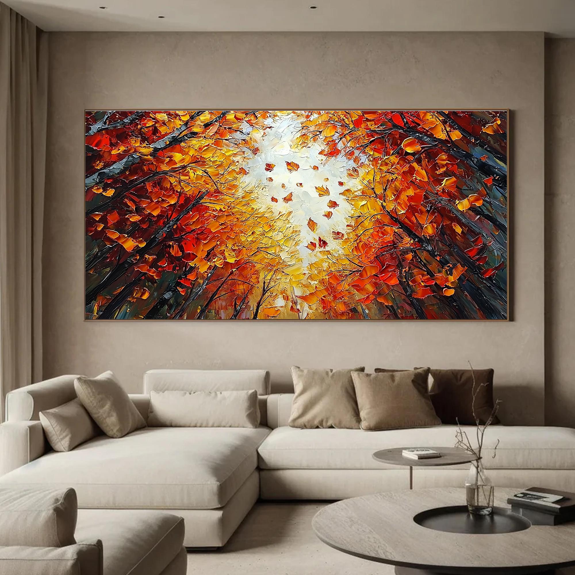 Autumn Forest Canopy Wall Art | Large Textured Tree Painting Canvas #ZZ 095