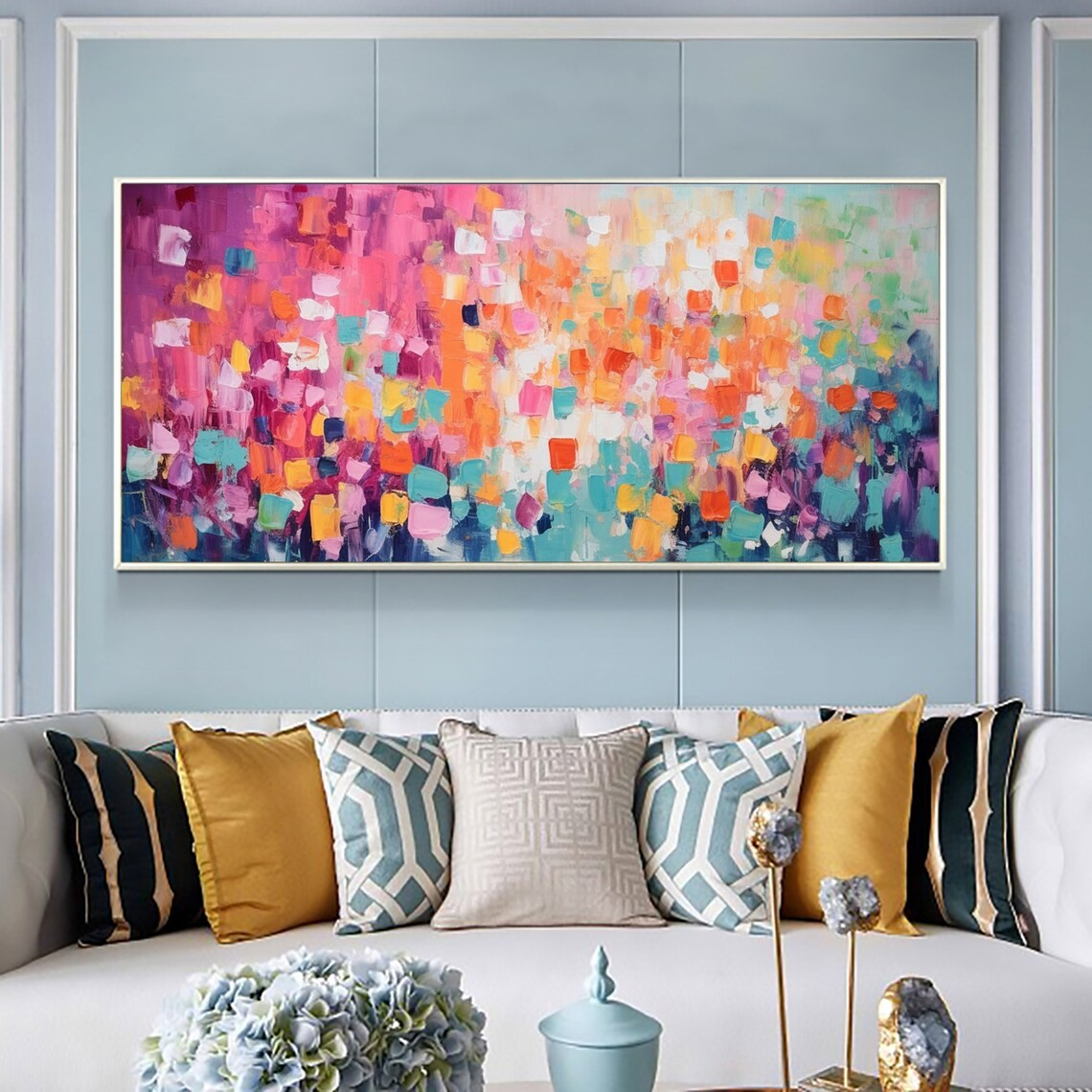Colorful Abstract Block Oil Painting - Vibrant Modern Art #JJ 030
