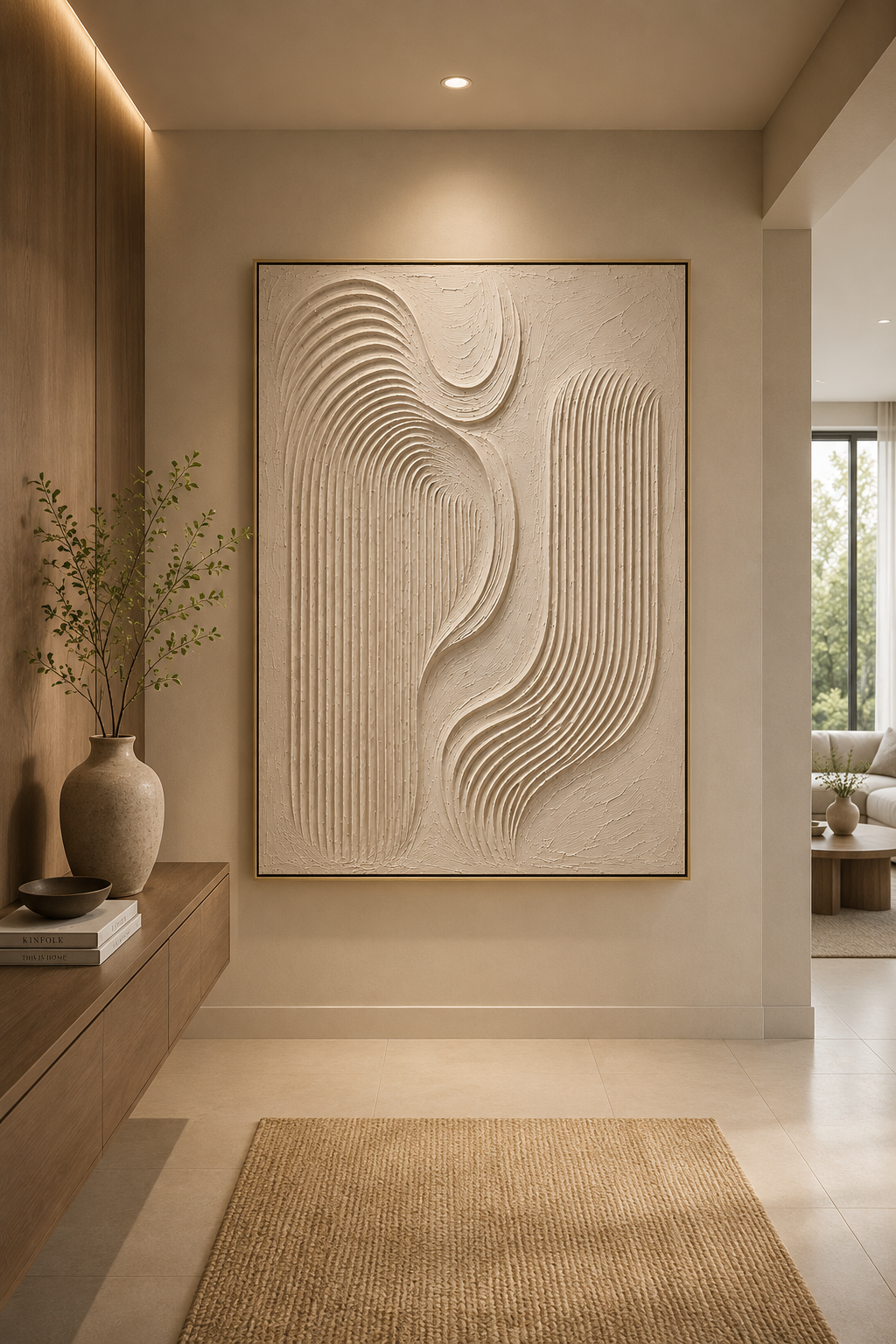 Ivory Flow – Plaster Texture Wall Art