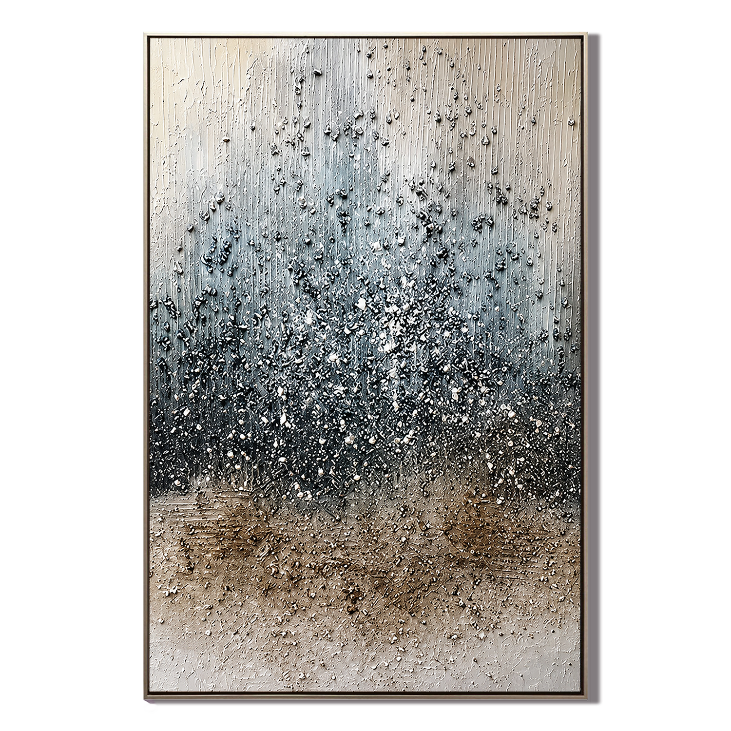 Midnight Cascade – Luxury Neutral Abstract Wall Art