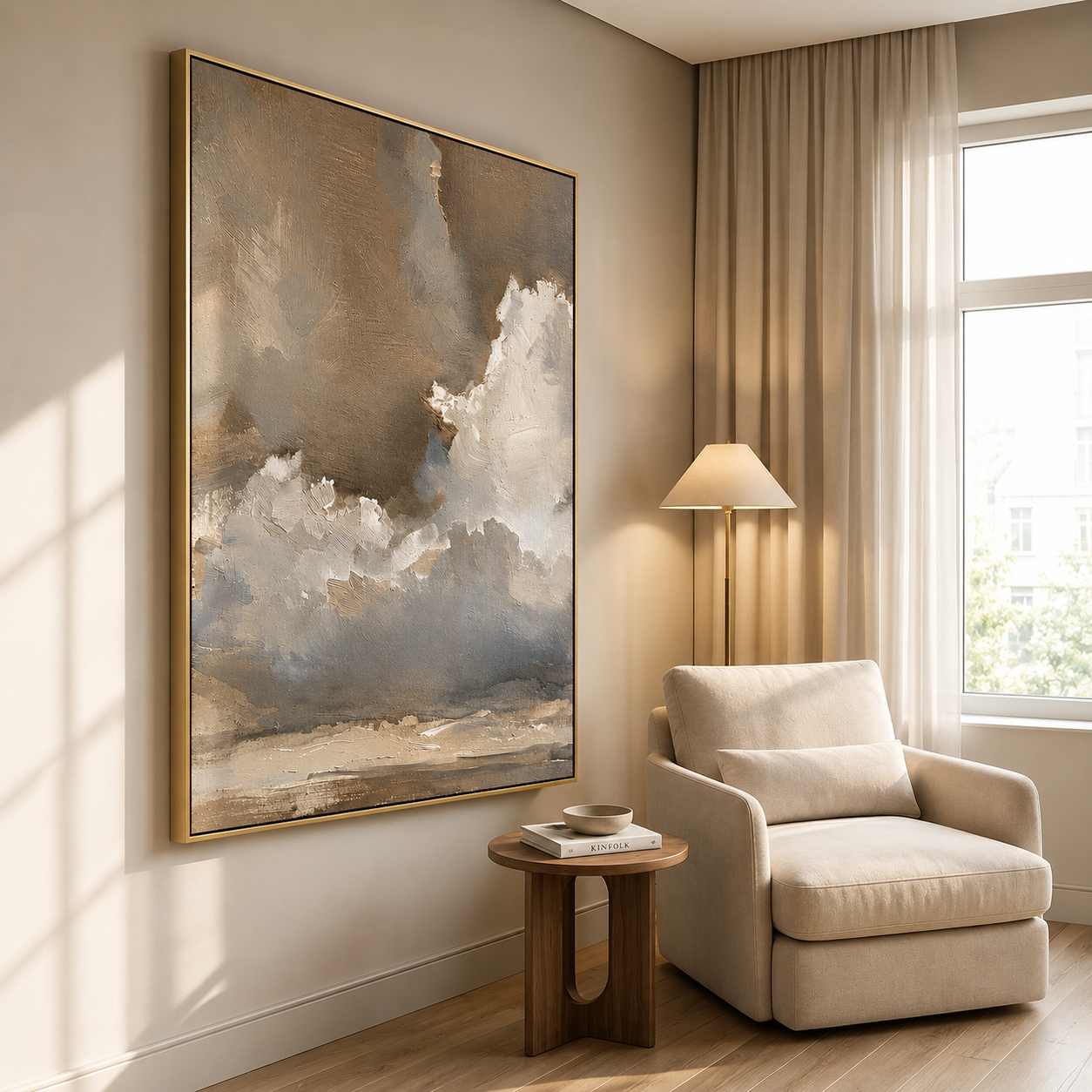 Mist Over Horizon – Neutral Abstract Landscape Wall Art