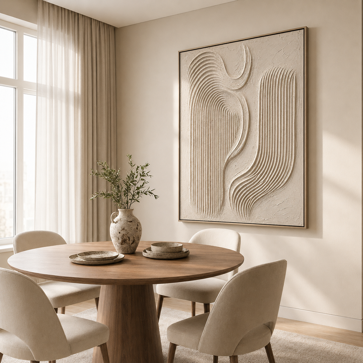 Ivory Flow – Plaster Texture Wall Art