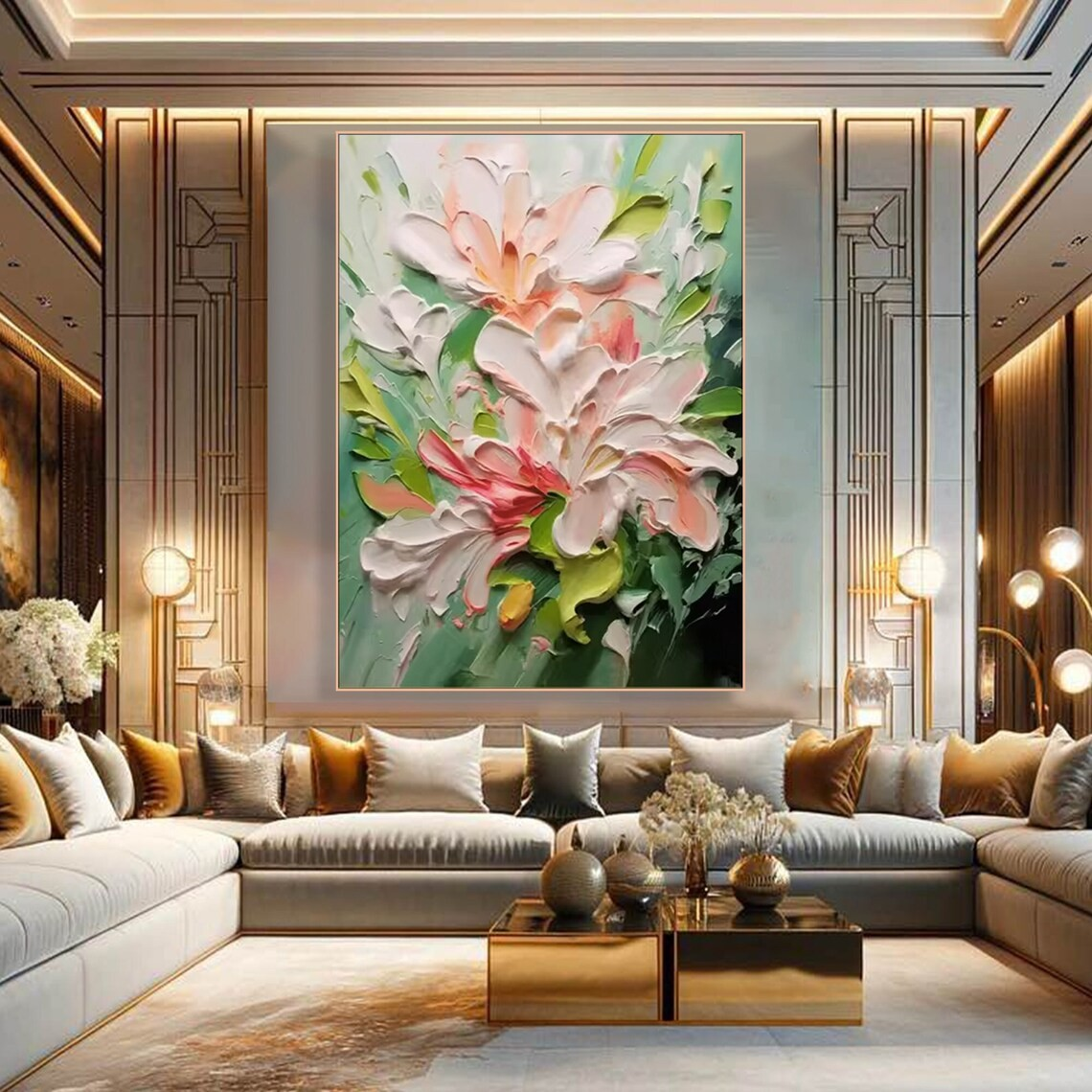 3D Textured Floral Painting - Handmade Abstract Art #TC 095