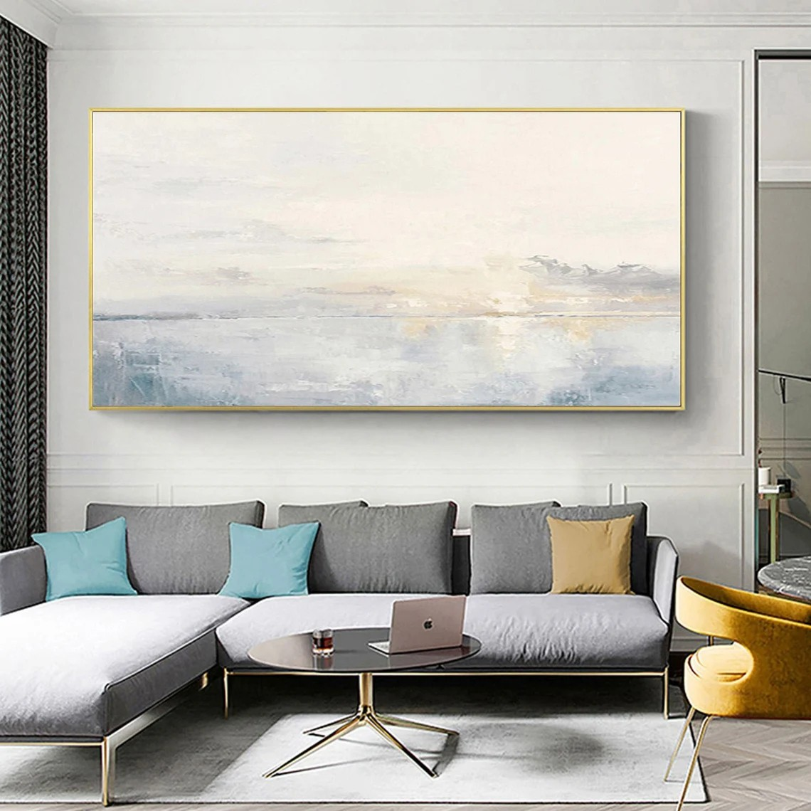 Pastel Coastal Oil Painting for Home Decor - Serene Wall Art #JJ 004