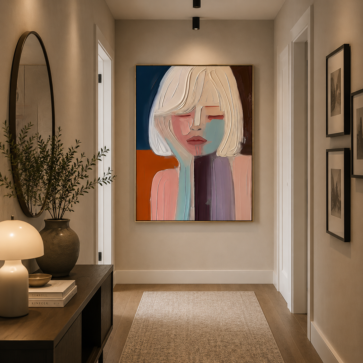Modern Abstract Portrait Wall Art – Textured Female Oil Painting – Artreeoil