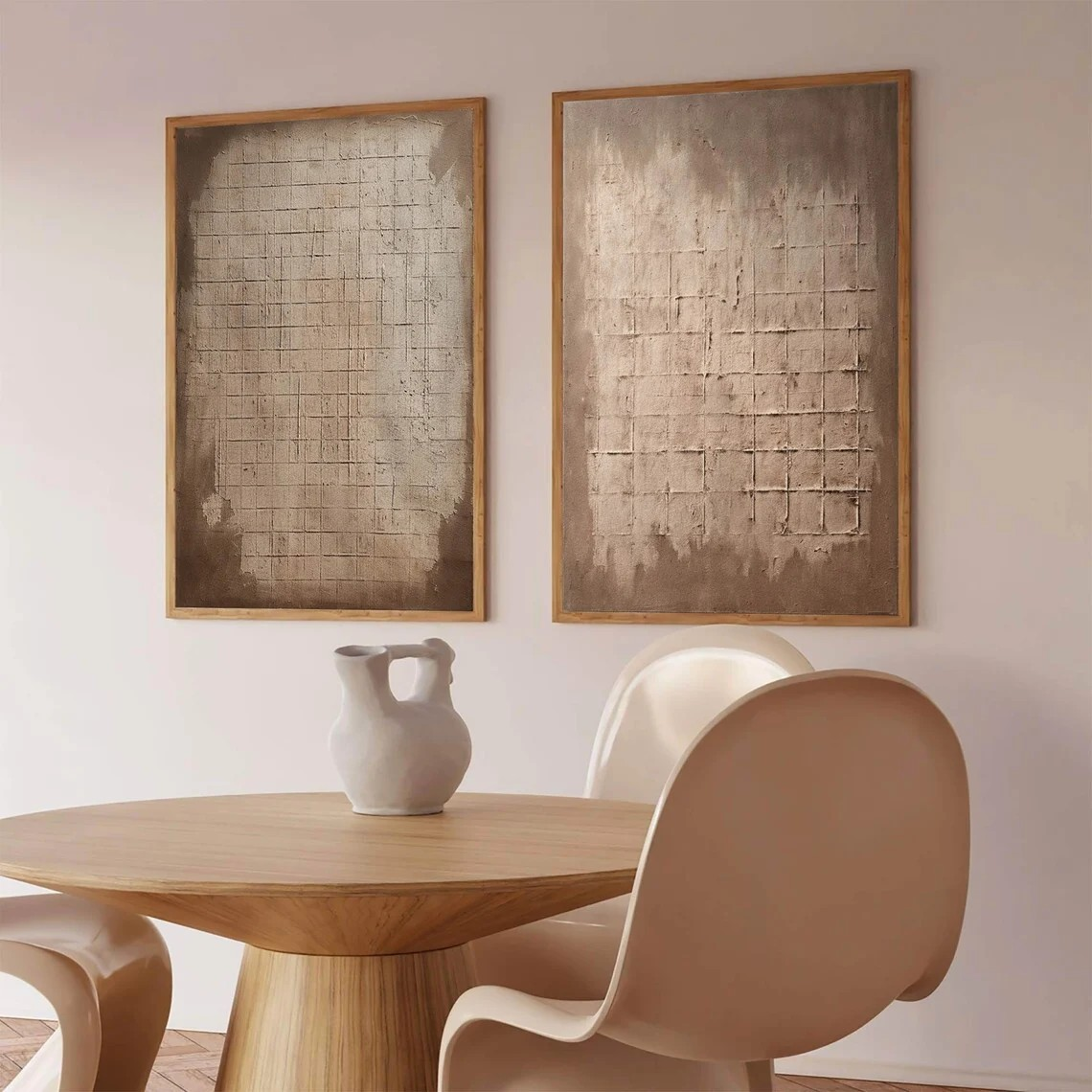 Set of Two Abstract Textured Canvas Paintings for Modern Interiors #JJ 009