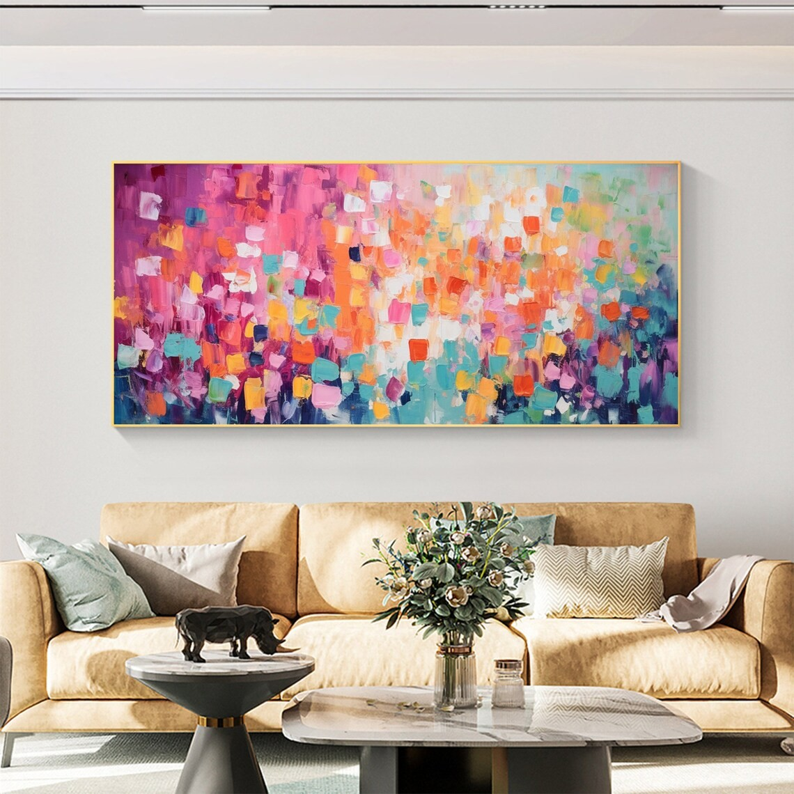 Colorful Abstract Block Oil Painting - Vibrant Modern Art #JJ 030