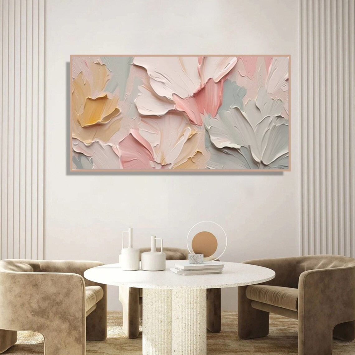 Textured Abstract Floral Painting - Pastel Wall Art #TC 094