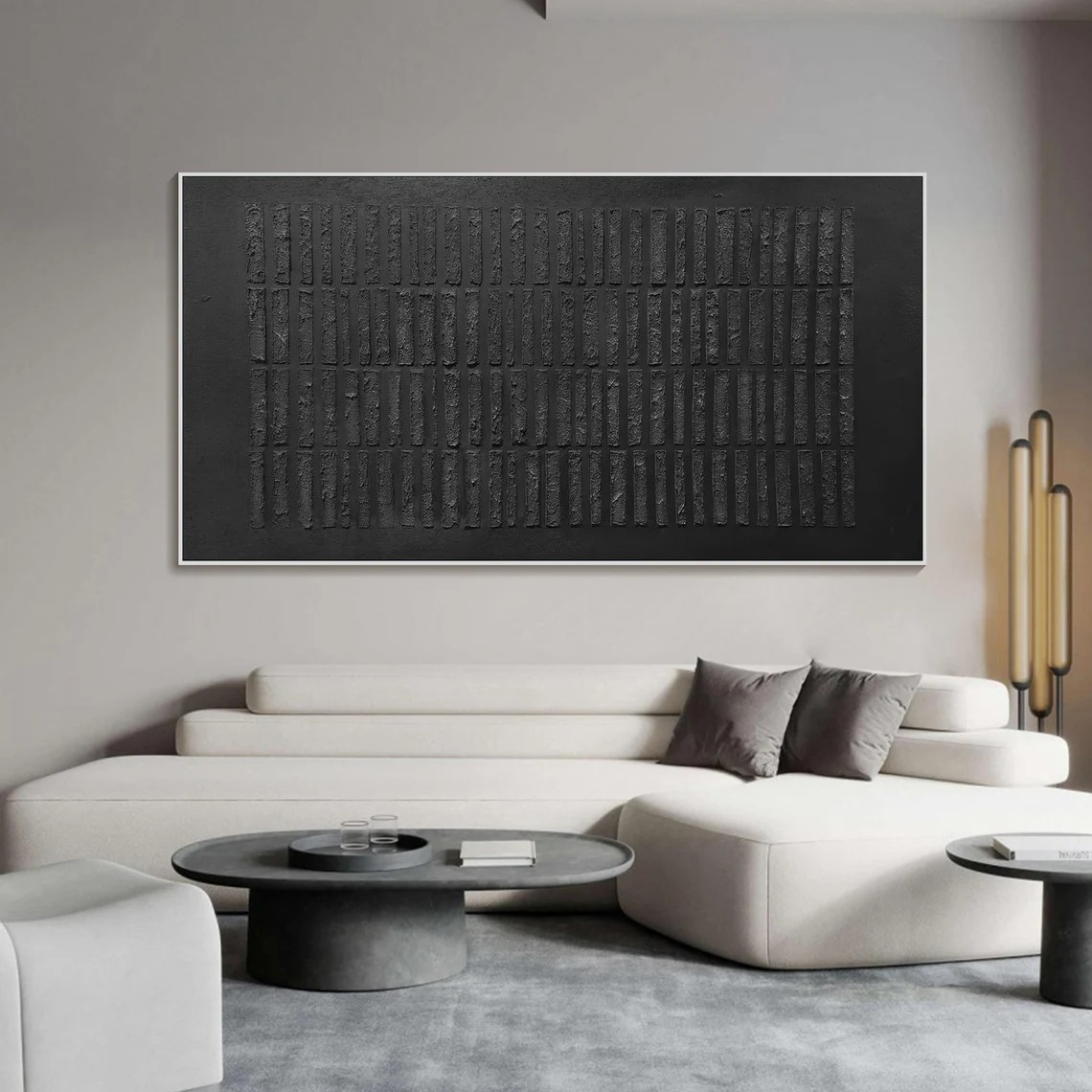 Large Modern Black Textured Wall Art #TC 084