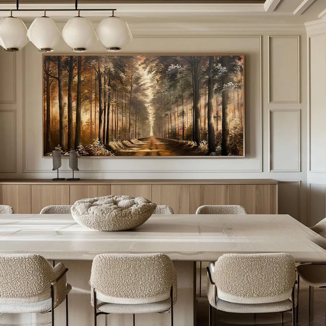 Golden Forest Path Abstract Oil Painting - Tranquil Art #JJ 039