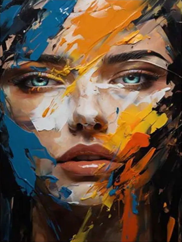Contemporary Figurative Painting | Large Vertical Abstract Face Canvas Art #ZZ 202