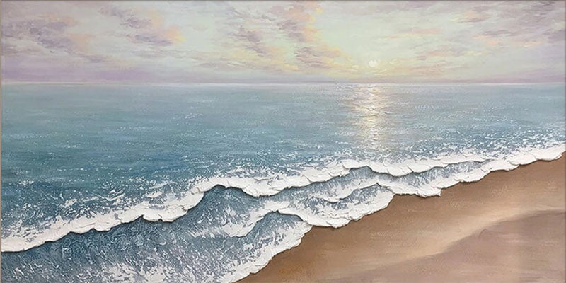 Large Textured Ocean Canvas Art: Pastel Coastal View #ZZ 039