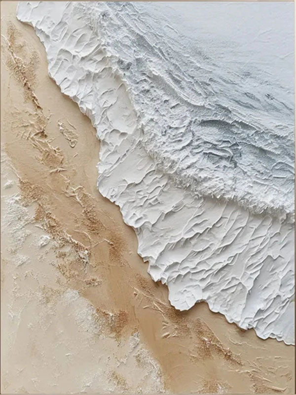 Large Textured Beach Wall Art | Vertical Neutral Coastal Canvas #ZZ 065