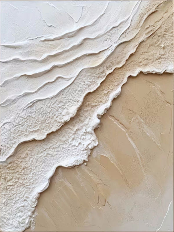 Large Textured Neutral Wall Art | Vertical Abstract Beach Painting #ZZ 069