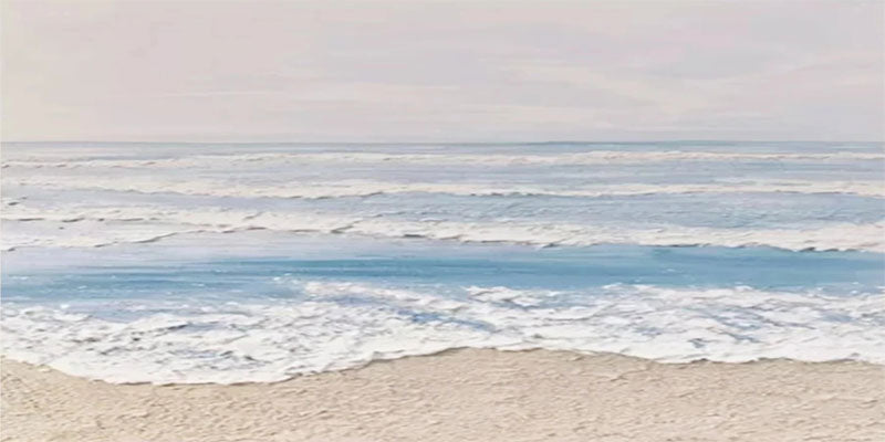 Large Textured Beach Wall Art | Calming Ocean Wave Canvas Painting #ZZ 074