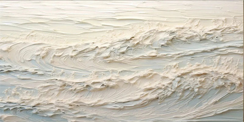 Large Textured Neutral Wall Art | Abstract White Ocean Wave Canvas #ZZ 075