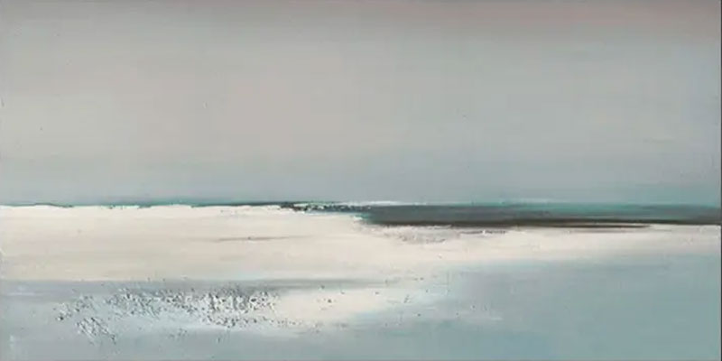 Large Abstract Seascape Wall Art | Horizontal Minimalist Canvas Painting #ZZ 079