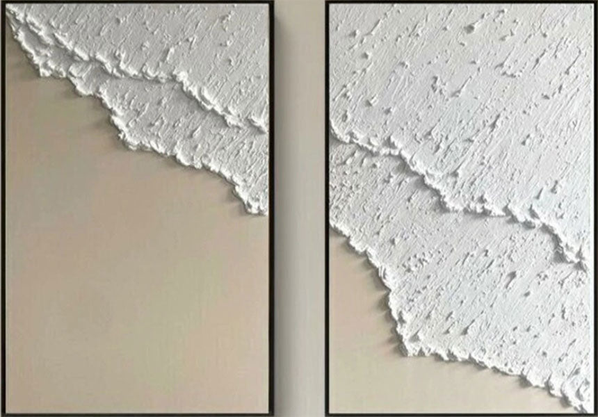 Large Neutral Artwork Set for Living Room | 2 Vertical Coastal Panels #ZZ 085