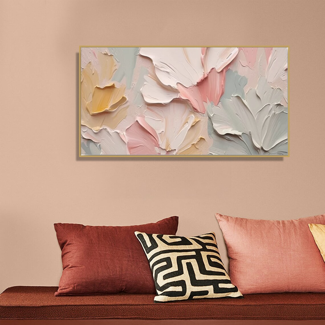 Textured Abstract Floral Painting - Pastel Wall Art #TC 094