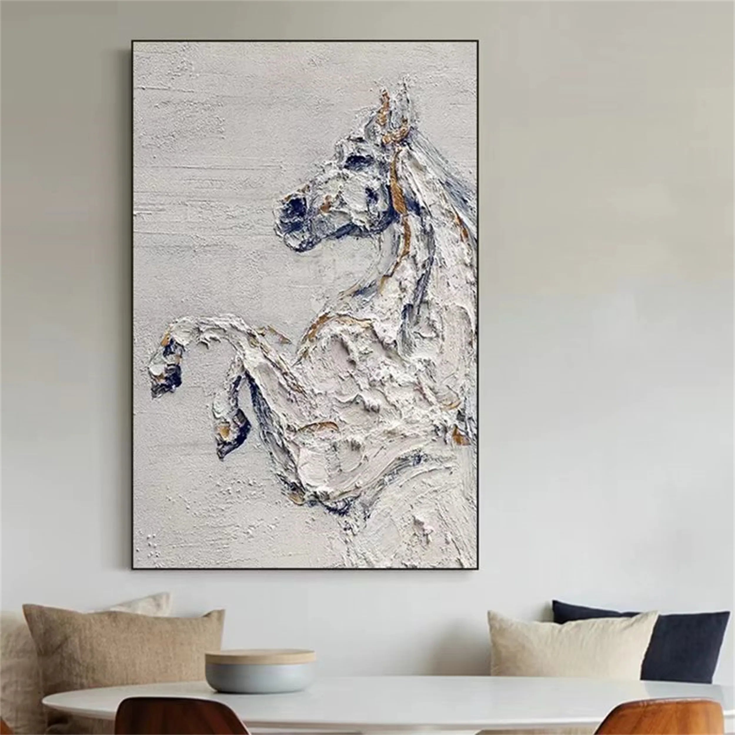 Handmade Tranquil Horse Art | Large Textured Animal Painting #ZZ 016