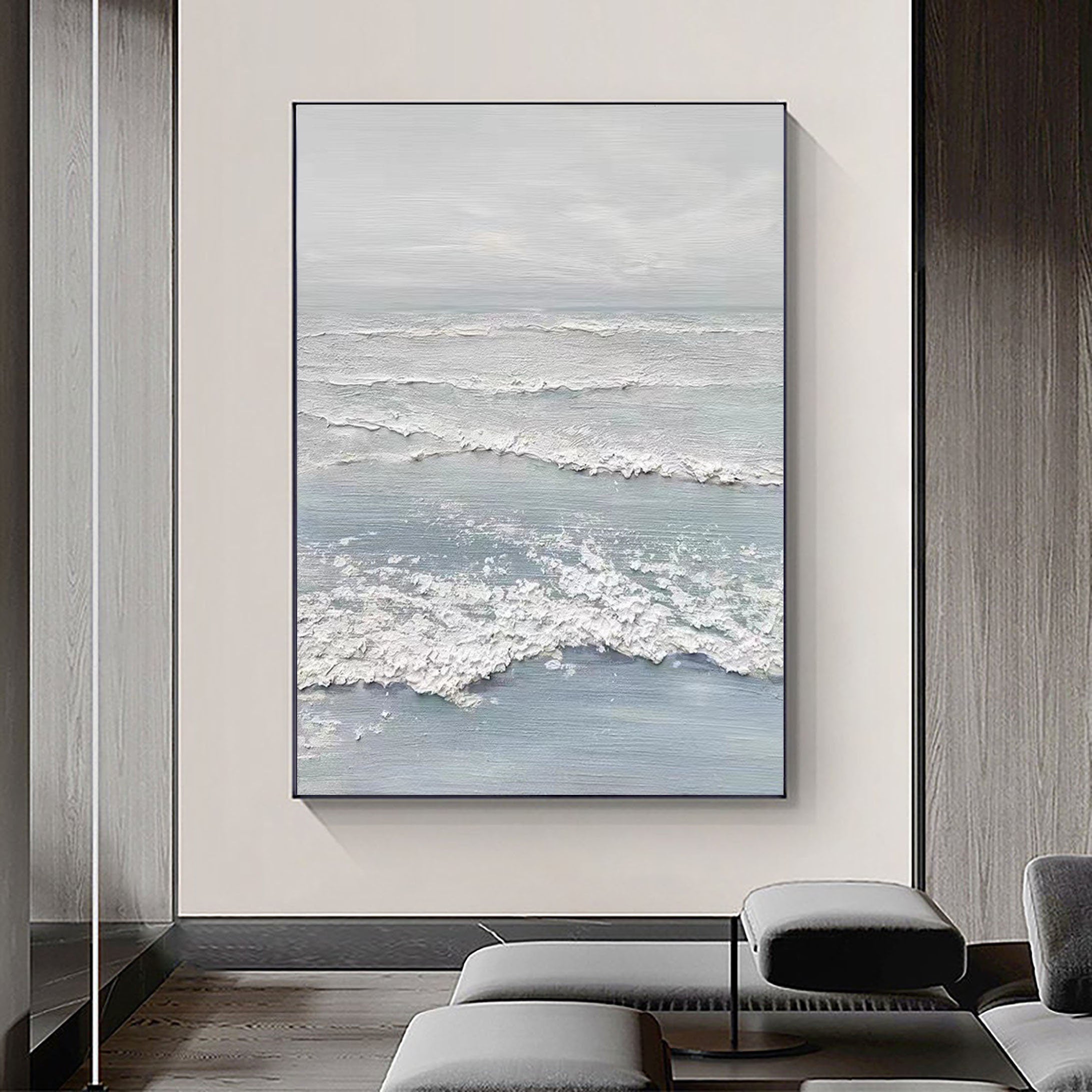 Unique Ocean Wall Art: Large Textured Seascape Canvas #ZZ 045