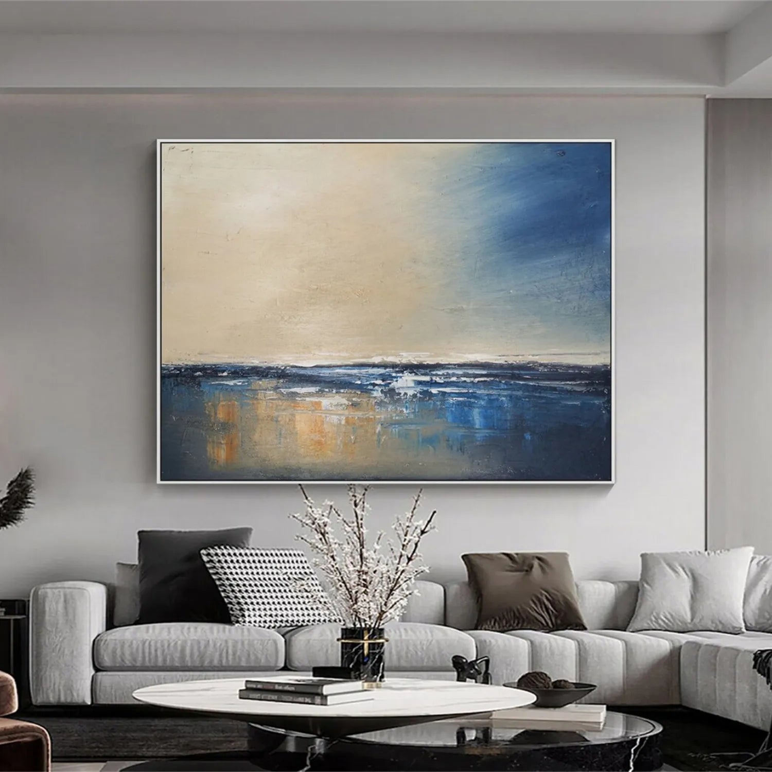 Twilight Horizon – Abstract Ocean Painting Wall Decor #JJ 258