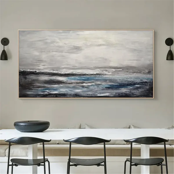Panoramic Grey Seascape Abstract Oil Painting for Home Decor #JJ 182