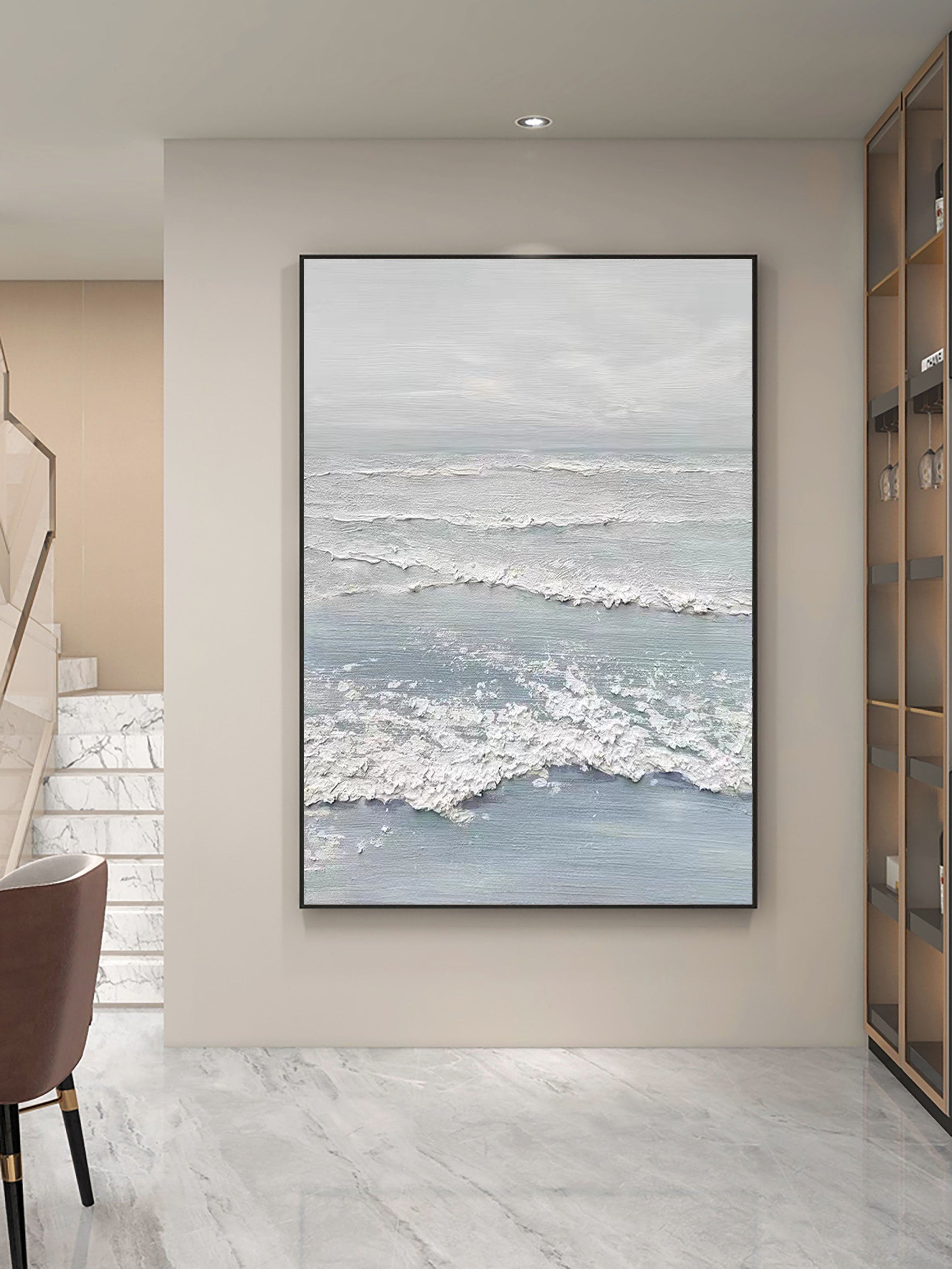 Unique Ocean Wall Art: Large Textured Seascape Canvas #ZZ 045