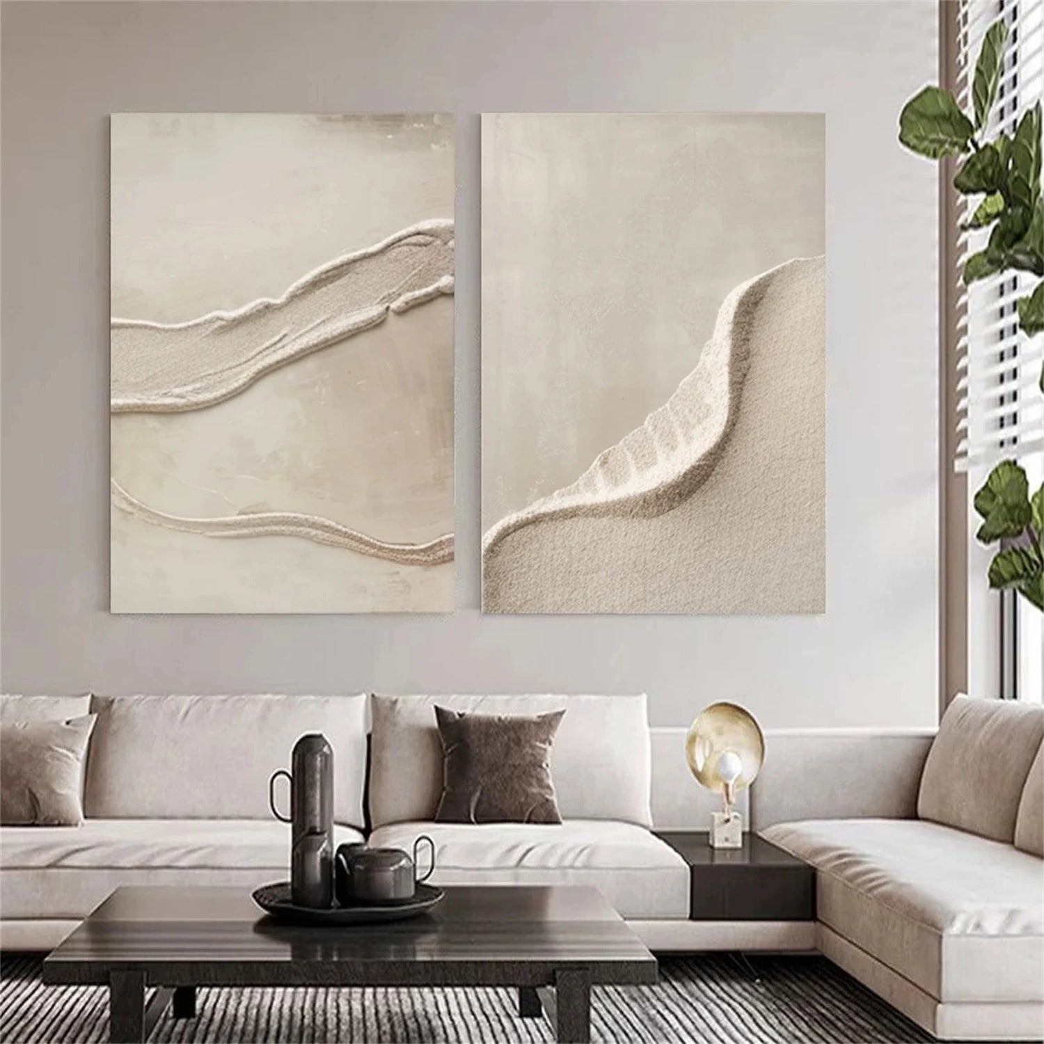 Serene Beige & White Art - Textured Abstract Wall Decor #JJ 195