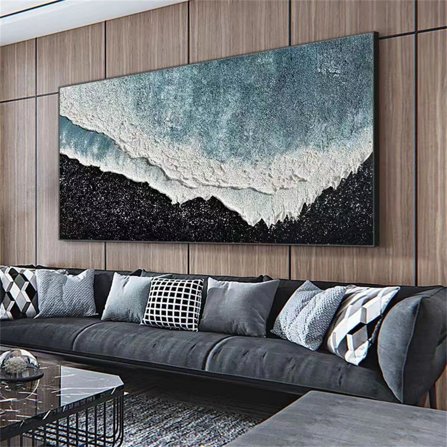 Handmade Sea Foam Wall Decor- Abstract Ocean & Beach Textured Canvas #JJ 270